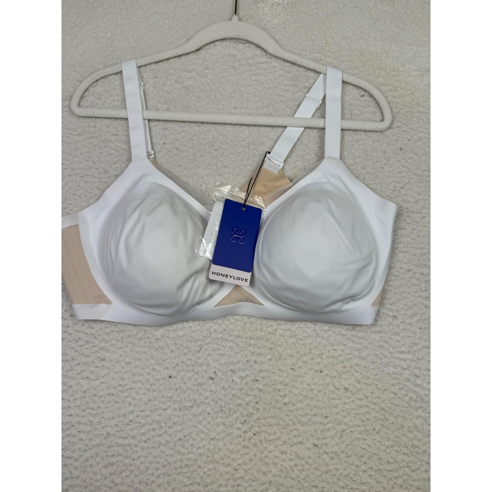 Honeylove Bra Womens 2XL White Liftwear Crossover Wireless Support T-Shirt New